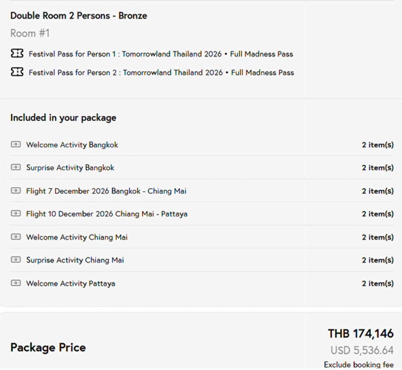 Ingressos do Tomorrowland Tailândia 2026 - simulação pacotes turísticos